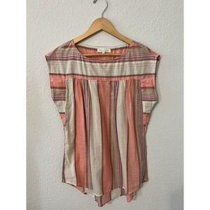 Side Stitch Womens Multi Color Pink Sleeveless Shirt Size XS